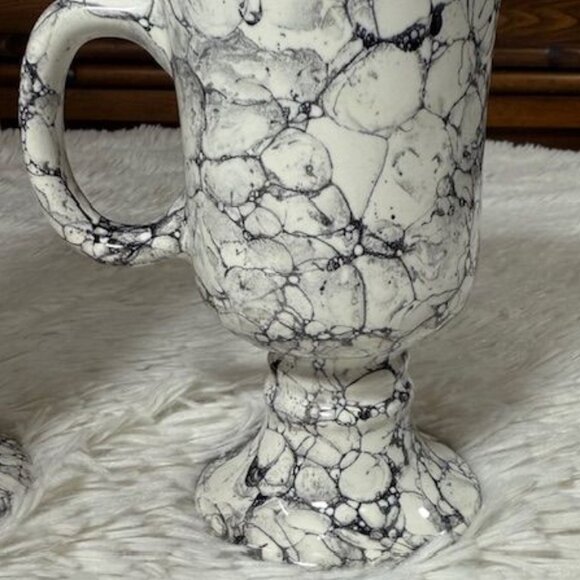 NWOT Set of 2 Marble Design Irish Coffee Cappuccino Latte Mugs - Picture 6 of 14